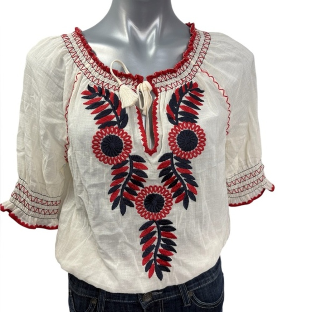 Tory Burch Embroidered White Cotton Women's Top size XS